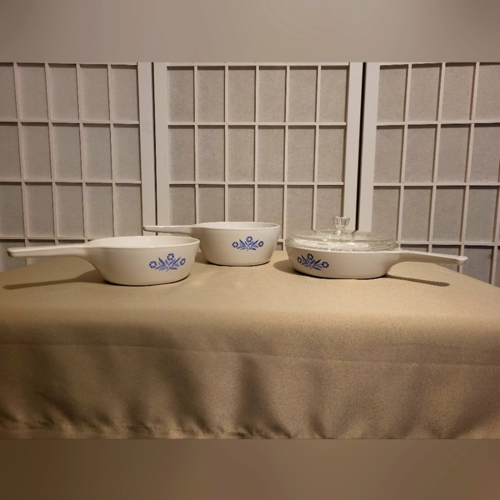 4 Piece Vintage Blue Cornflower Corning Ware